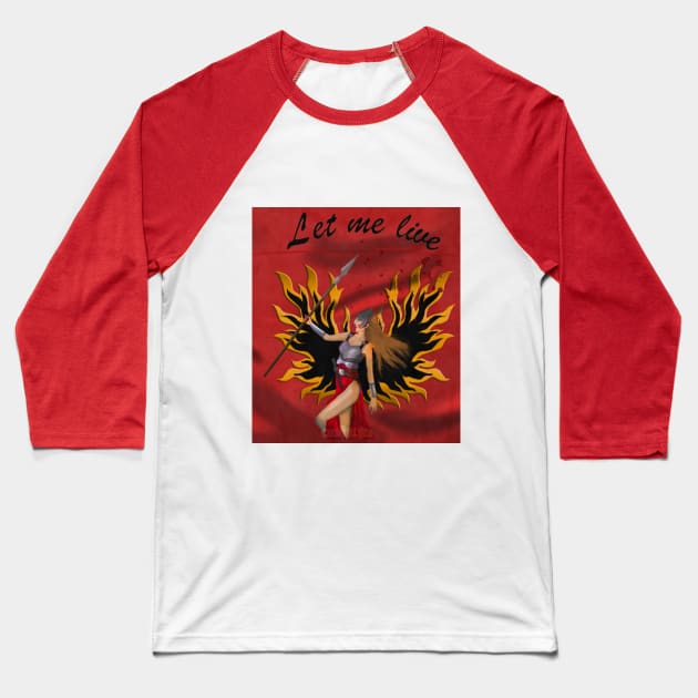 Biker Claire Baseball T-Shirt by BeautifullyRed